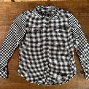 Filson Lightweight Flannel Scout Shirt Black & White Check Womens Size Medium